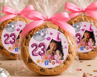 Personalized baby photo sticker birthday Party Favor Sticker Custom Photo Treat Bag Label Y2K girly retro styling collage sticker vintage