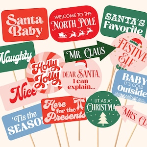 Christmas Retro Photo Props for Photo Booth Christmas Office Party for Photos Christmas Family party photo props Holiday phrases photo props