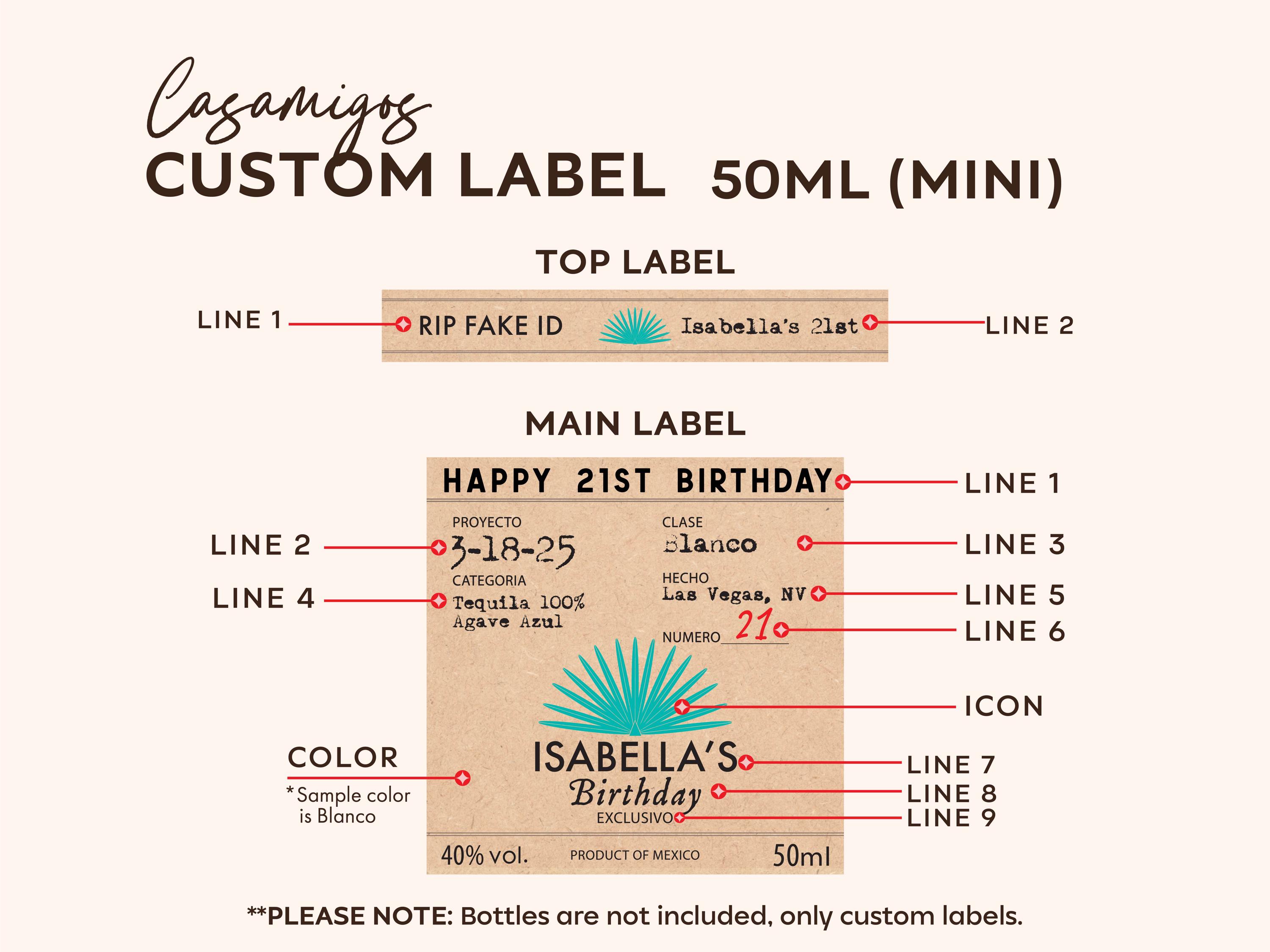 Casamigos labels shooter mini tequila customized labels for 