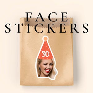 Customized Face Photo Party hat sticker for first milestone birthday photos party hat party decoration personalized sticker for party favors
