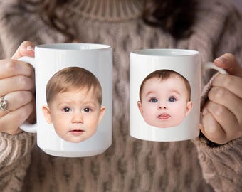 Custom mug baby photo for Grandparent gift faces mug personalized coffee mug for birthday gift with funny head cutout photos on coffee mugs