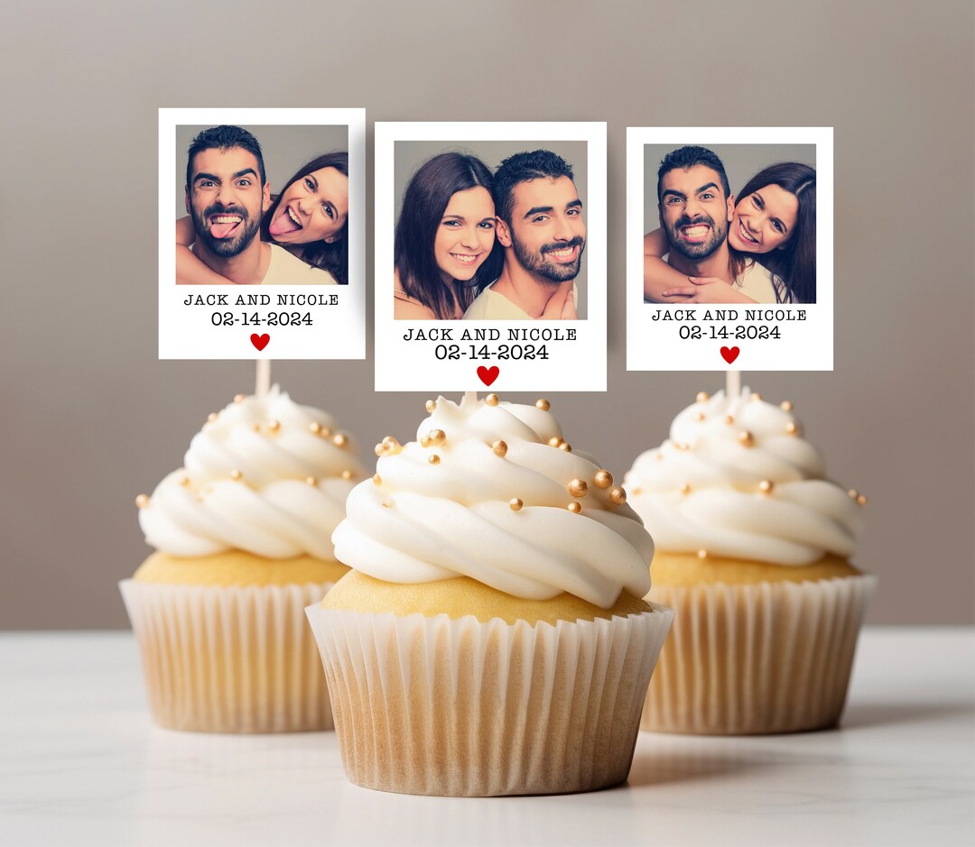 Polaroid Custom Cupcake Topper Custom Message Photo Polaroid Style Non ...