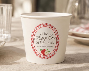 Personalized Apple Birthday cup Sticker Apple First Birthday Favor Apple Party Sticker Apple Favor cup Label Back to School Sticker