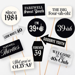 RIP to my 30s theme photo props for 40th birthday photo booth dark theme photo props farewell sweet youth phrases coffin theme birthday