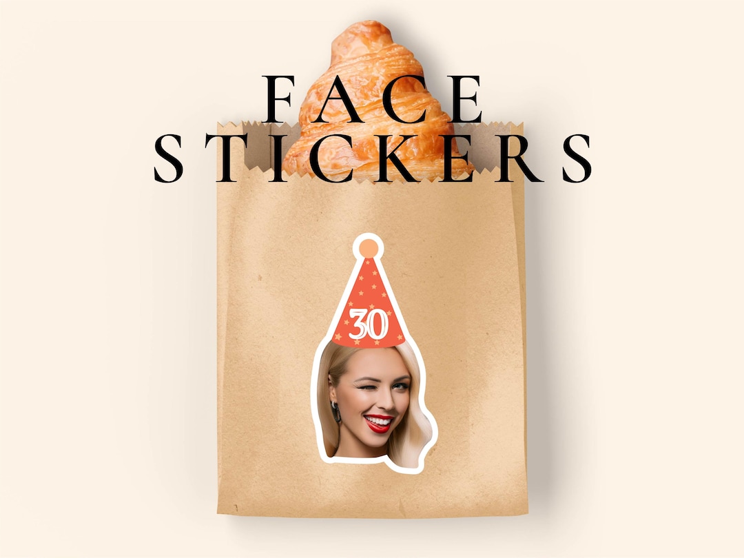 Party Cap Sticker Customized Face Photo Party Hat Sticker for First Milestone Birthday ...