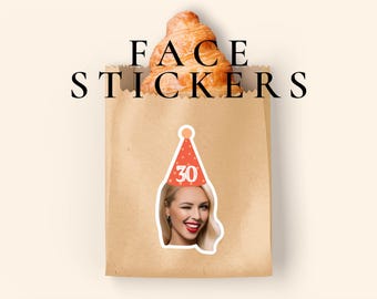 Customized Face Photo Party hat sticker for first milestone birthday photos party hat party decoration personalized sticker for party favors
