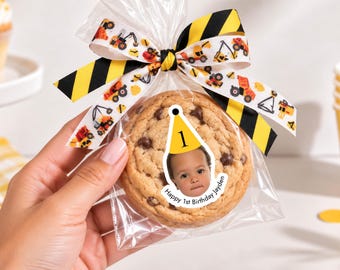 Personalized Construction Face Sticker, Digger Birthday Party Decor Personalized Face Sticker I Dig Being One Construction Party Favor Label