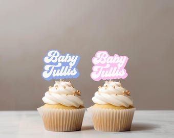 Retro Vintage Text Custom Name topper Groovy Baby Shower Party Decor, 70s Style Personalized Topper