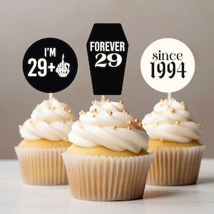 Addio al mio compleanno di 20 anni, topper per cupcake per la festa del 30° compleanno del 1994, dolce addio al compleanno della giovinezza, topper per cupcake a forma di lapide per il 30°
