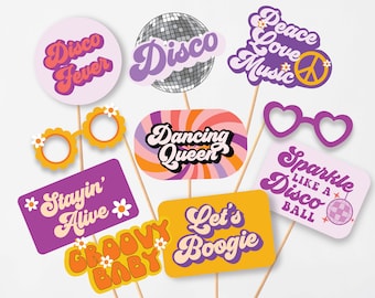 Disco Theme photo props  Disco theme party supplies  Groovy Disco theme party  70s Theme party  Party Props  60s Theme party