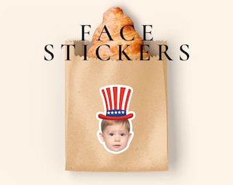 Personalized Patriotic Sticker Custom Photo Sticker Uncle Sam Hat Party Decor 4th of July Decoration American Birthday Party Face Cutout