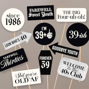RIP to my 30s theme photo props for 40th birthday photo booth dark theme photo props farewell sweet youth phrases coffin theme birthday
