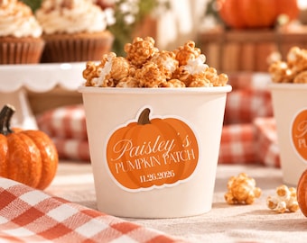 Personalized Pumpkin Stickers, Custom Fall Party Favor Labels