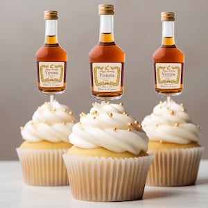 Customized Cognac Bottle cupcake topper for 21st birthday Tequila cupcake patron decoration cupcake toppers for Cognac