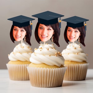 Customized Face Photo Graduation hat cupcake topper graduation party photos class of 2024 cupcake decoration face on stick personalized