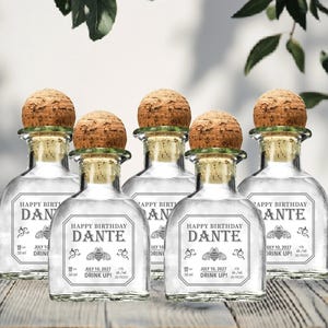 Tequila mini party favor customized Patron tequila label for birthday party gift for 21st  birthday alcohol shooter favor milestone birthday