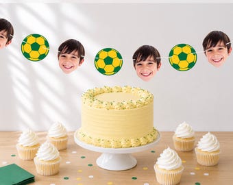 Personalized Soccer Face Banner Custom Photo Soccer Birthday Decorations Soccer Team Player Party Banner World Cup Party Decor Face Bunting