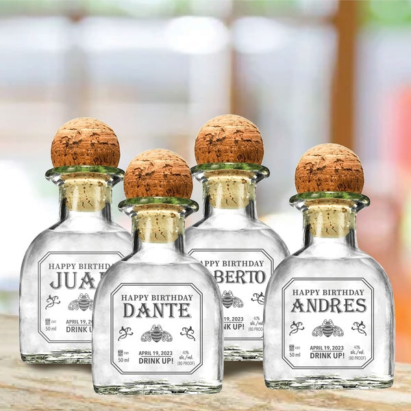 Mini party favors Patron label tequila customized names for birthday party Tequila gift for wedding party favors Tequila gift for party