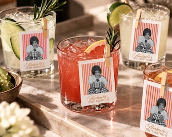 Photo Drink Tags, Birthday Cocktail Decor