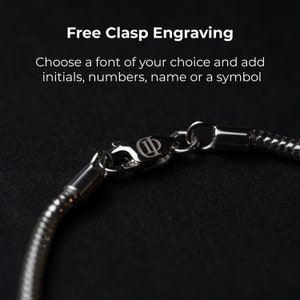 Custom Mens Snake Chain Bracelet Silver Men Jewelry Gift Personalized Bracelet Engraved Bracelet Anniversary Gift For Men Silver Bracelet image 4