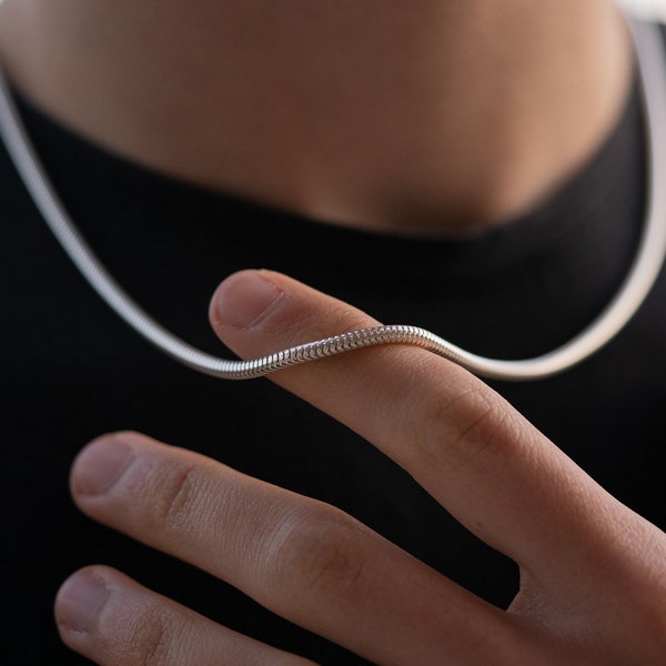 Personalized Silver Snake Chain Mens necklace sterling silver minimal men necklace personalized gift necklace silver minimal