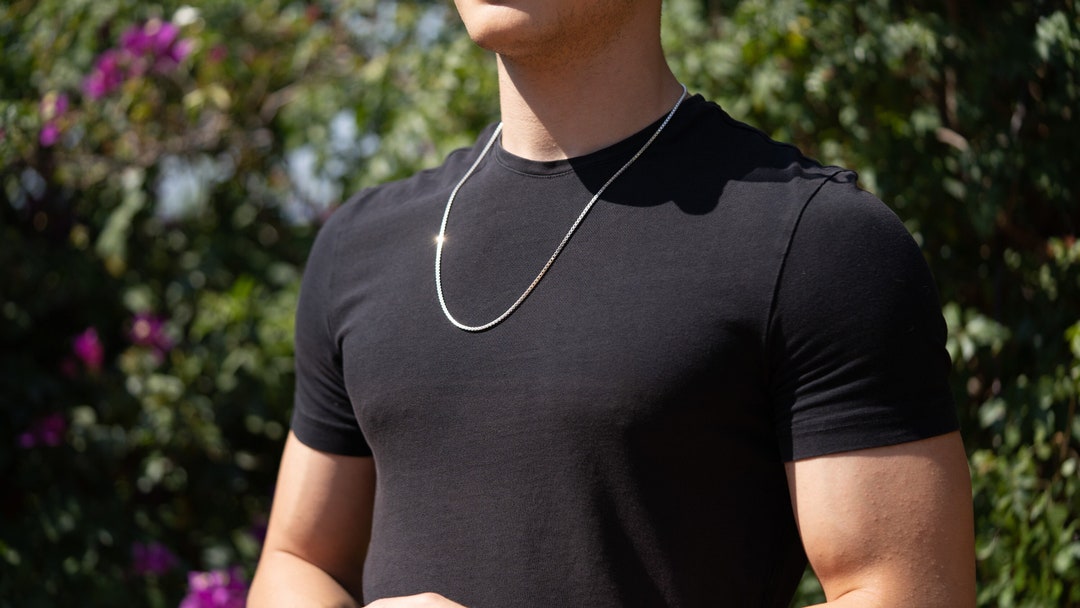 Personalised Men Necklace Sterling Silver Minimal Men Necklace Etsy