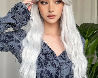White curly wig,white long wig, long white wig,medium and weavy white wig,natural white  wig,natural wig, white wig