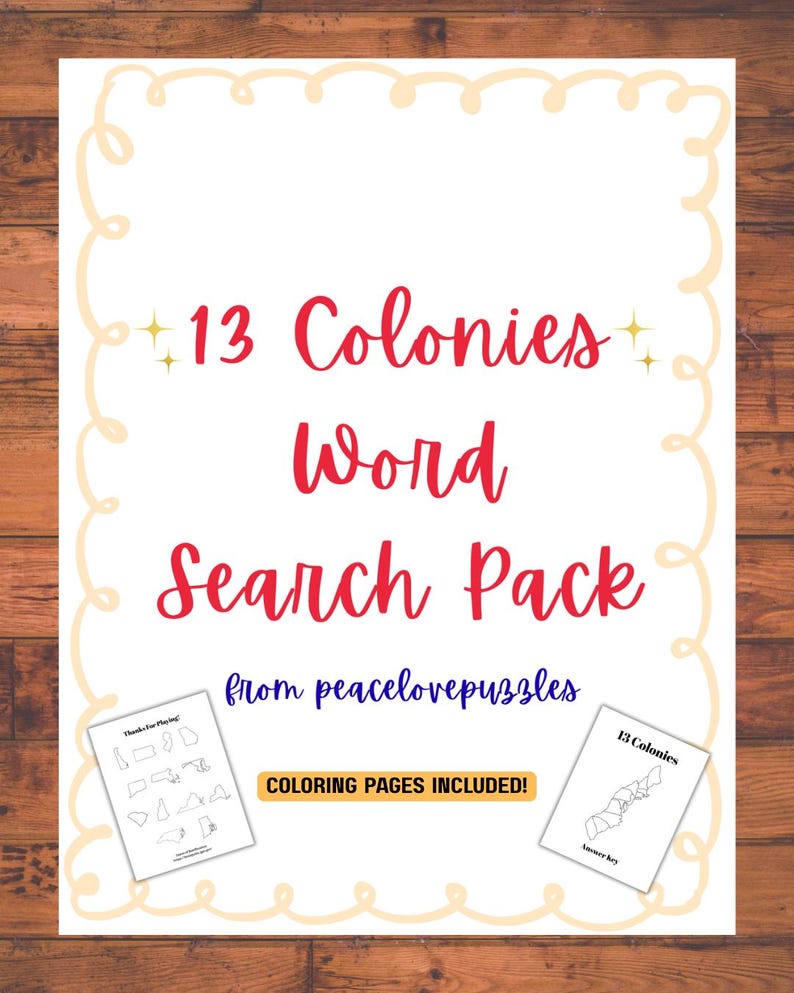 13 Colonies Word Search Bundle | Homeschool Lesson Activity | Colonial ...