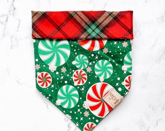 Christmas Candy Plaid | Reversible, Winter, Christmas Pet Bandana