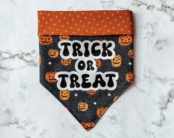 Trick or Treat | Halloween Reversible Bandana, pumpkins, fall, Jack o lantern