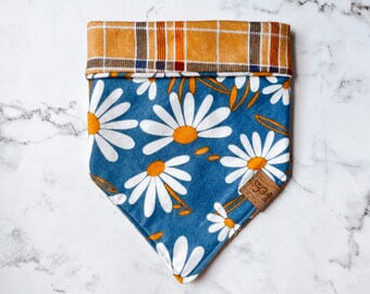 Fall Daisy Flannel | Reversible Bandana, Harvest, Floral, Fall Plaid, Button Snap