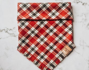 Vintage Christmas Fringed Flannel Pet Bandana