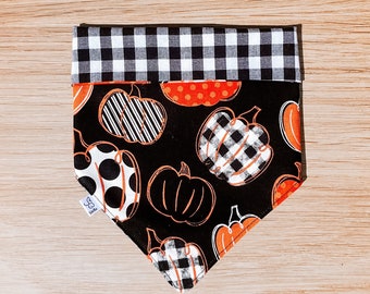 Pumpkin Patch | Gingham | Reversible Halloween Pet Bandana