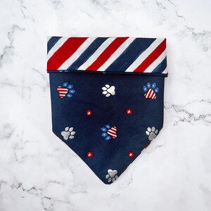 Patriotic Puppy Paws | Reversible, Red White and Blue, Fourth of July, Memorial Day, USA, Stripes, Pawprints