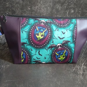 Goth Halloween Travel Pouch: Wicked Woman, Skulls & Bats