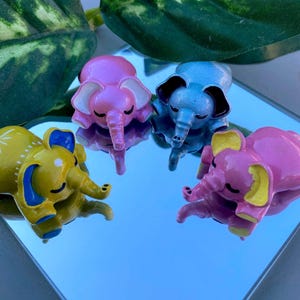 Lucky Sleepy Elephant Figurine: Hand-Painted 3D Printed Art Toy
