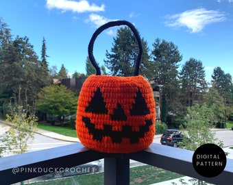 Halloween Pumpkin Bag | Jack-o-lantern bag | Trick or Treat Bag | Halloween Crochet Pattern | PDF Digital Download | Pattern Only