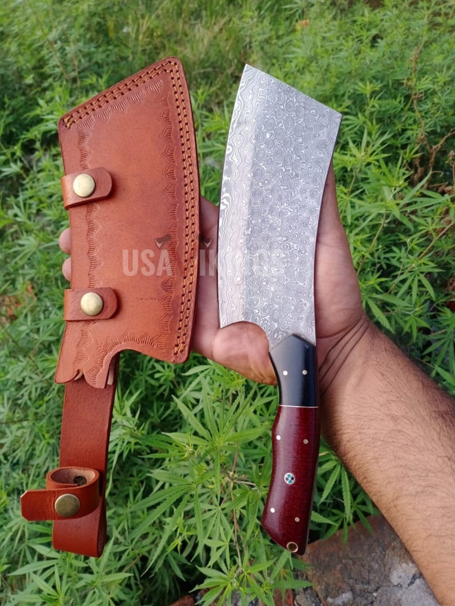 Handmade Damascus Steel Cleaver Chopper Chef Kitchen Knife Etsy