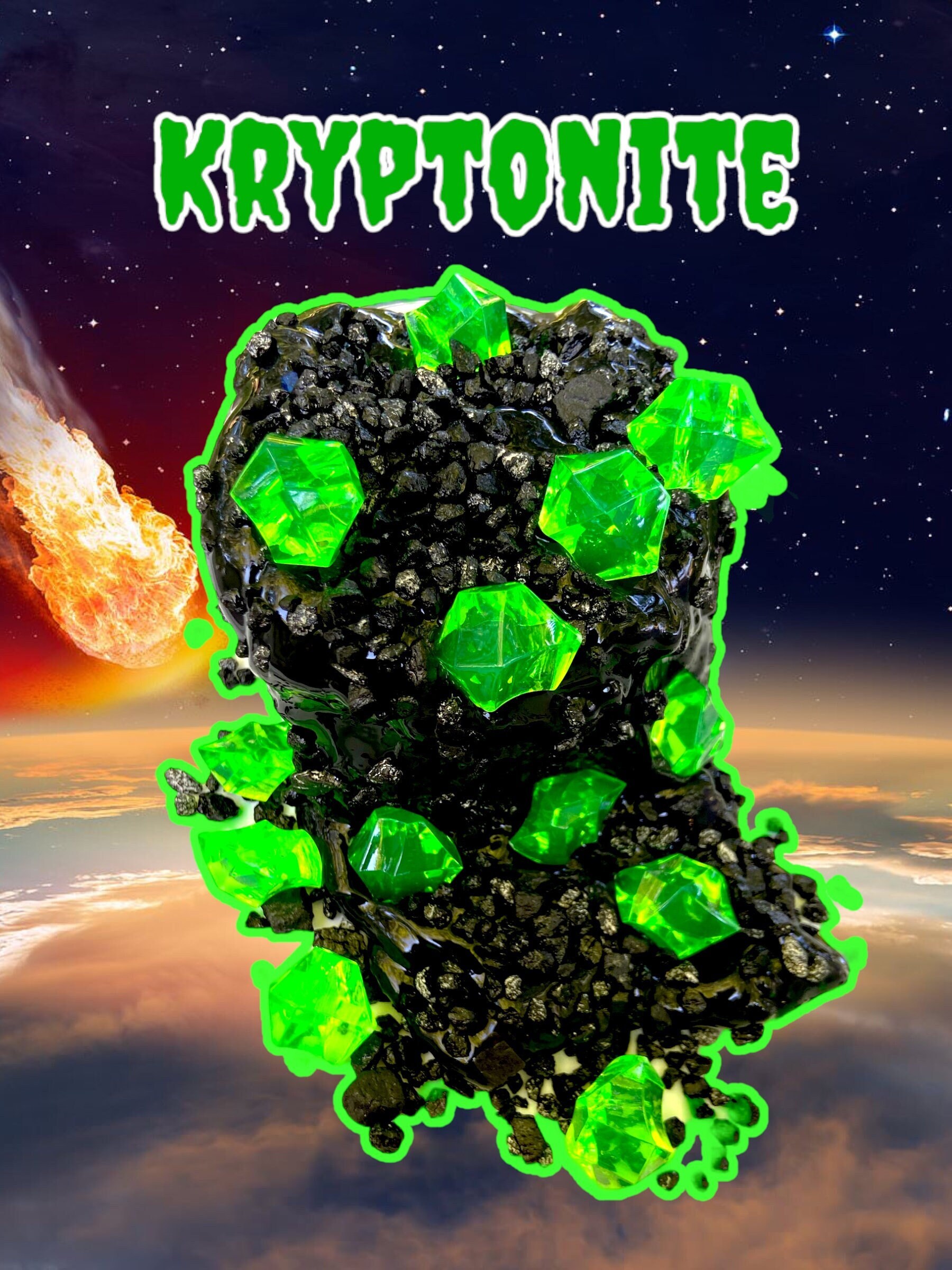 Kryptonite Stretchy Black Neon Green Rock Slime