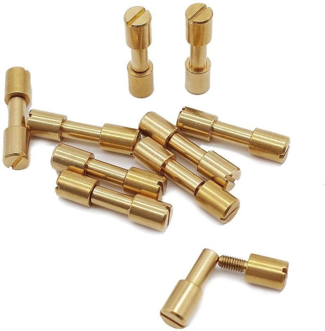 Set of 10 Brass and Steel Corby Bolt Fasteners for Tactical Lock Rivets
