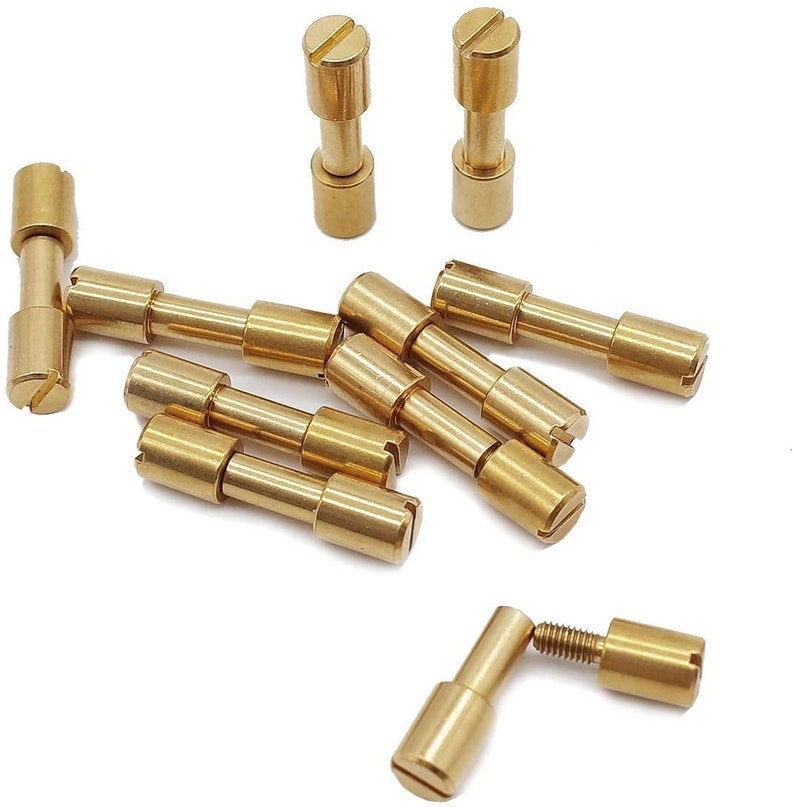 Set of 10 Brass and Steel Corby Bolt Fasteners for Tactical Lock Rivets