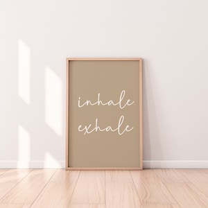 Poster con stampa artistica da parete "Inspira espira" - Regalo per meditazione e yoga, decorazione con scritte minimaliste - Regalo per la festa della mamma | Regalo di Natale