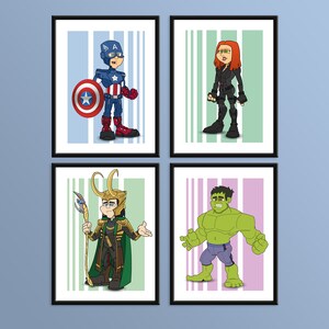 Superheld, Avengers 1, SET von 4 DIGITALDRUCKE 2