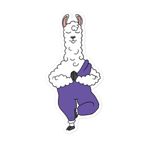 Yogi Llama - Llamaste Cute Stationery, Aesthetic Sticker for Laptop, Hydroflask Water Bottle Stickers