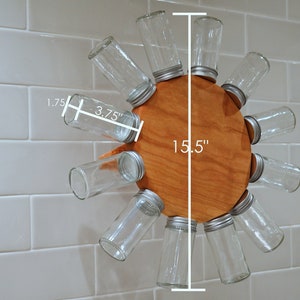 Wood spice rack, wall mounted mid-century modern rotating spice storage image 5