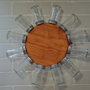 Wood spice rack, wall mounted mid-century modern rotating spice storage image 4