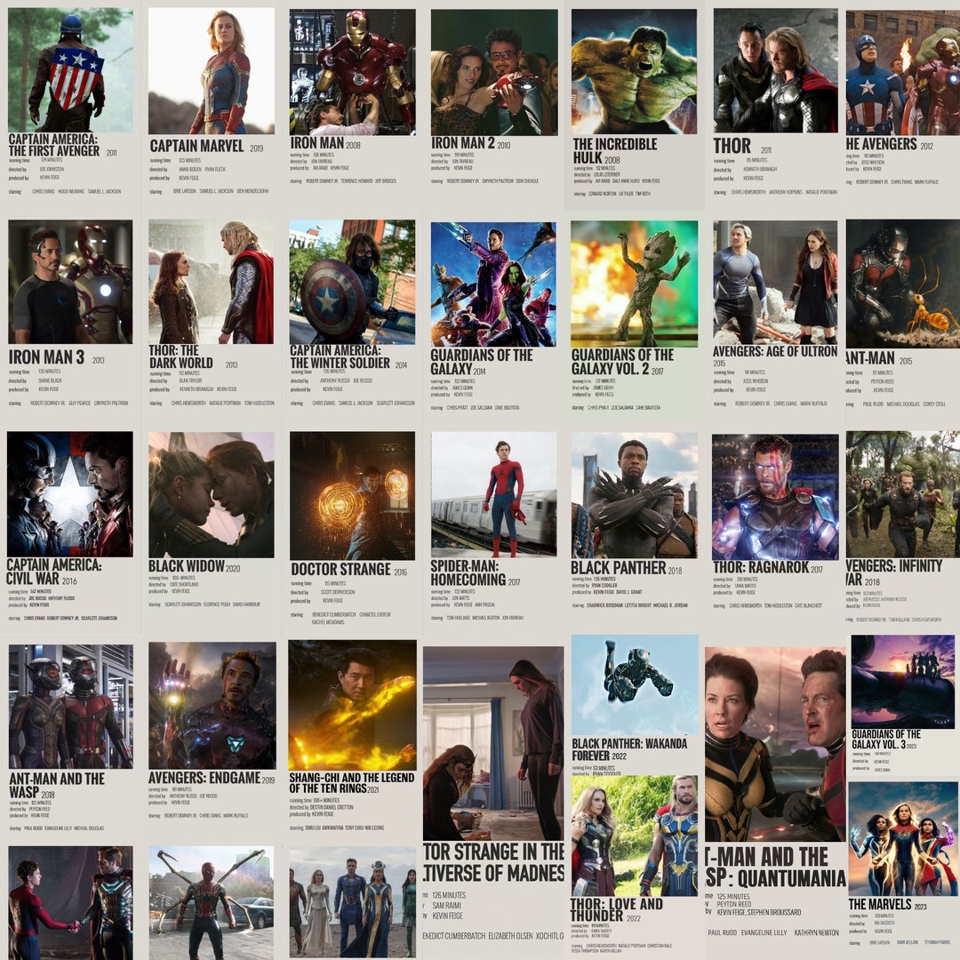 33 PCS printed Marvel Movie Posters Photo Wall Collage Mini Minimalist ...