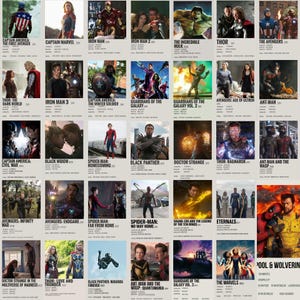 35 Stück - (Gedruckt) Marvel Film Poster Foto Wand Collage | Mini Minimalist Poster Prints, Super Hero Decor, Dekor für Zimmer / Wohnheim, Physisch