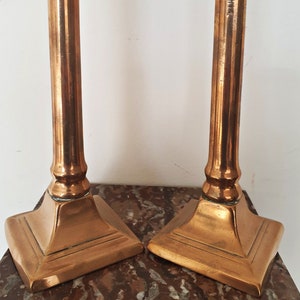 Pair of antique candlesticks - Empire style - Yellow copper - France - Late 19th/Early 20th century