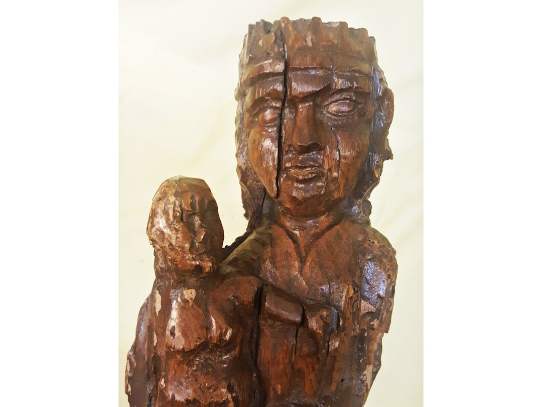 Antique Wooden Statue Mary With Child Oak Germany 17th/18th Century - Etsy